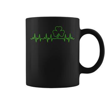 Heartbeat Shamrock Irish Lucky Clover St Patricks Day Gifts Coffee Mug - Thegiftio