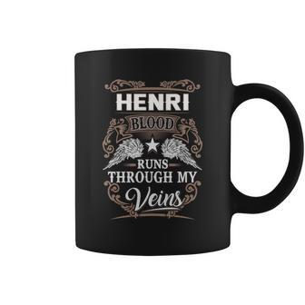 Henri Name - Henri Blood Runs Through My V Coffee Mug - Seseable