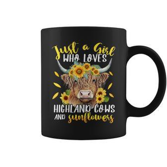 Highland Cows And Sunflower Farm Scottish Farmer Farming Coffee Mug | Mazezy