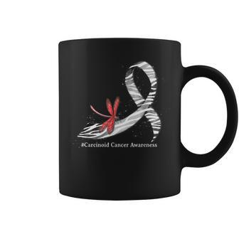 Hippie Dragonfly Zebra Ribbon Carcinoid Cancer Awareness Coffee Mug - Thegiftio UK
