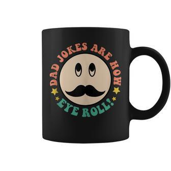 Hippie Face Dad Jokes Are How Eye Roll Fathers Day Groovy Coffee Mug - Thegiftio UK