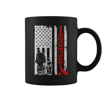 Hockey Dad American Flag Fathers Day For Hockey Daddy Coffee Mug