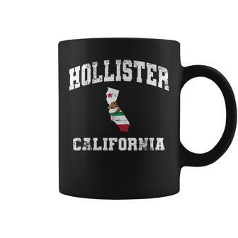 Hollister California Ca State Flag Vintage Athletic Style Coffee Mug | Mazezy