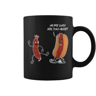 Hot Dog Comic Schwarzes Tassen Oh My God, Are You Okay? Lustiges Design - Seseable