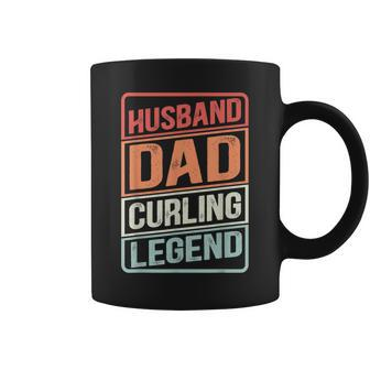Husband Dad Curling Legend Curler Rock On Retro Curling Coffee Mug | Mazezy