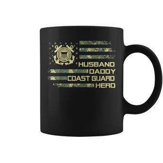 Husband Daddy Coast Guard Hero Flag American Usa Camouflage Coffee Mug - Seseable