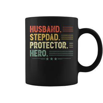 Husband Stepdad Protector Hero Men Vintage Decor Step Dad Coffee Mug | Mazezy