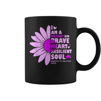 I Am A Military Kid Cute Sunflower Purple Up Month Military Coffee Mug | Mazezy