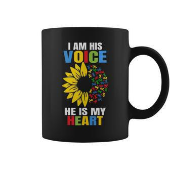 I Am His Voice He Is My Heart Autism Awareness Autism Mom Coffee Mug | Mazezy DE
