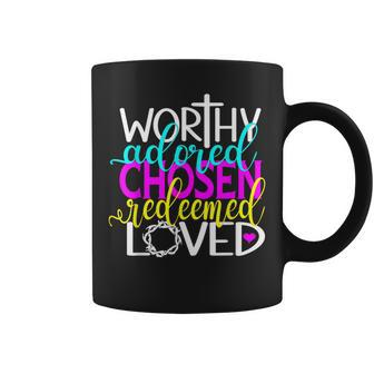 I Am Worthy Adored Chosen Redeemed & Loved Christian Coffee Mug | Mazezy CA