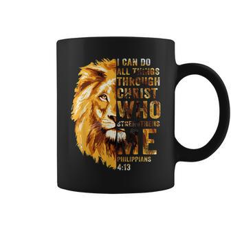 I Can Do All Things Through Christ Jesus Lion Christian Gift Coffee Mug | Mazezy