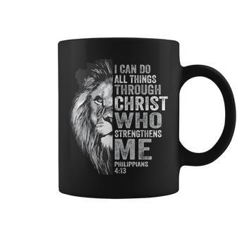 I Can Do All Things Through Christ Lion Philippians Faith Coffee Mug - Seseable