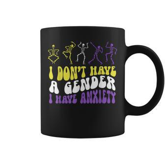 I Dont Have A Gender I Have Anxiety Skeleton Enby Lgbt Pride Coffee Mug | Mazezy
