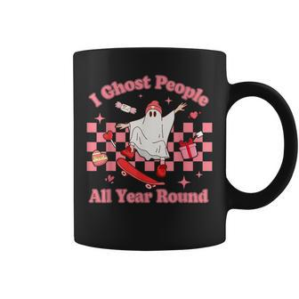 I Ghost People All Year Skateboard Funny Anti Valentines Day Coffee Mug - Seseable