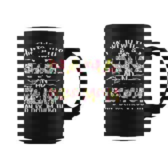I Have Two Titles Nana And Dog Mom Funny Flower Dog Lover Coffee Mug | Mazezy