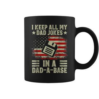 I Keep All My Dad Jokes In A Dad A Base Us Flag Fathers Day Coffee Mug - Thegiftio UK