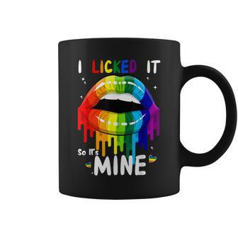 I Licked It So Its Mine Lips Lgbt Rainbow Color Coffee Mug - Thegiftio UK