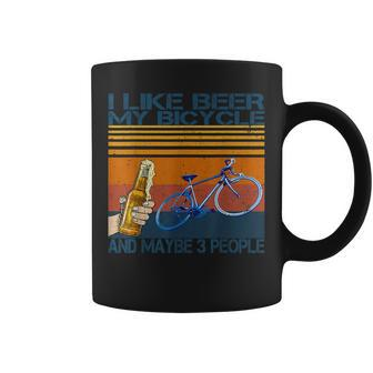 I Like Beer And My Bicycle And Maybe 3 People Retro Vintage Coffee Mug - Seseable