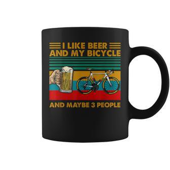 I Like Beer And My Bicycle And Maybe 3 People Vintage Coffee Mug - Seseable
