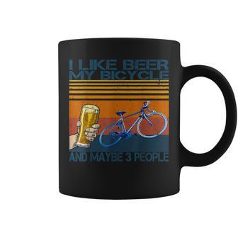 I Like Beer & My Bicycle And Maybe 3 People Vintage Cycling Coffee Mug - Seseable