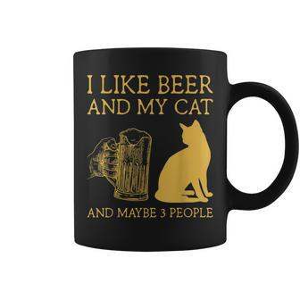 I Like Beer And My Cat And Maybe 3 People I Like Beer Cat Coffee Mug - Seseable