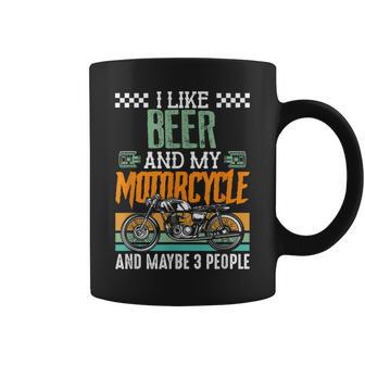 I Like Beer And My Motorcycle And Maybe 3 People Vintage Coffee Mug | Mazezy
