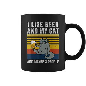 I Like Beer My Cat And Maybe 3 People Funny Cat Beer Lover Coffee Mug - Seseable