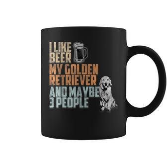 I Like Beer My Golden Retriever And Maybe 3 People Dog Lover Coffee Mug - Seseable