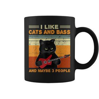 I Like Cats And Bass And Maybe 3 People Cat Guitar Lover Coffee Mug - Seseable