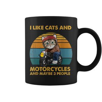 I Like Cats And Motorcycles And Maybe 3 People Cats Lover Coffee Mug - Seseable