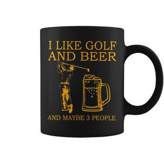 I Like Golf And Beer And Maybe 3 People Retro Vintage Coffee Mug - Seseable