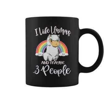 I Like Llamas And Maybe 3 People Funny Gift Women And Girls Coffee Mug - Seseable