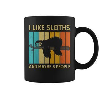 I Like Sloths And Maybe 3 People Funny Retro For Men Boys Coffee Mug - Seseable