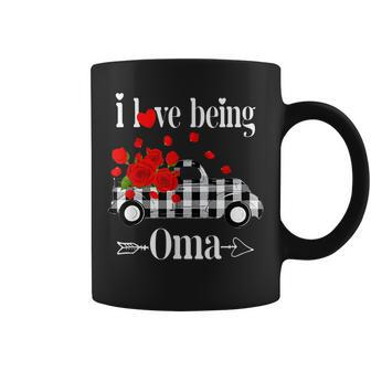 I Love Being Oma Valentine Heart Red Truck Coffee Mug - Seseable