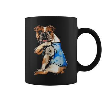 I Love Dad Tattoo English Bulldog Dog Dad Tattooed Gift Coffee Mug - Seseable