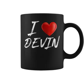I Love Heart Devin Family Name T Coffee Mug - Seseable