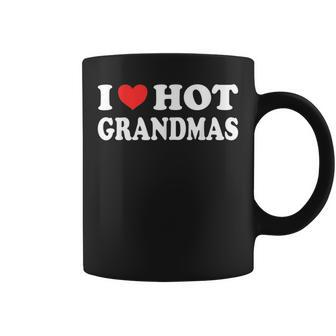 I Love Hot Grandmas Funny 80S Vintage Minimalist Heart Coffee Mug - Seseable
