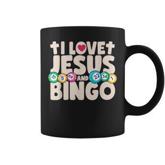 I Love Jesus And Bingo Christian Cross Board Games Gift Coffee Mug - Seseable