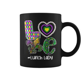I Love Mardi Gras Lunch Lady Teacher Plaid Leopard Costume V2 Coffee Mug - Seseable
