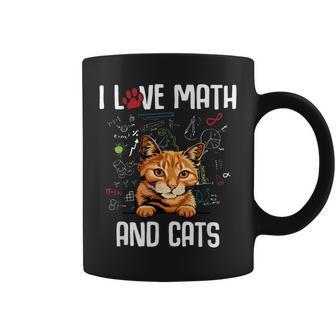 I Love Math And Cats Teacher Kitten Feline Lovers Coffee Mug - Seseable