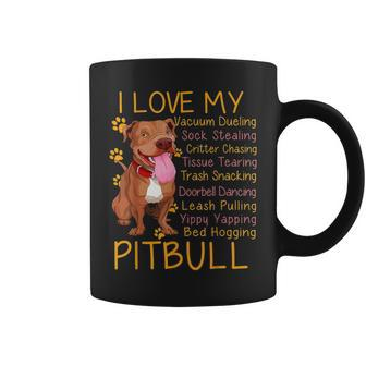 I Love My Pitbull Pittie Mom Dad Youth Gifts Funny Pit Bull Coffee Mug - Seseable