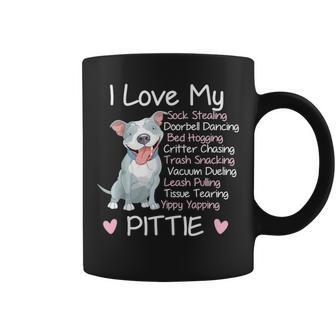 I Love My Pitbull Pittie Mom Mama Dad Youth Funny Coffee Mug - Seseable