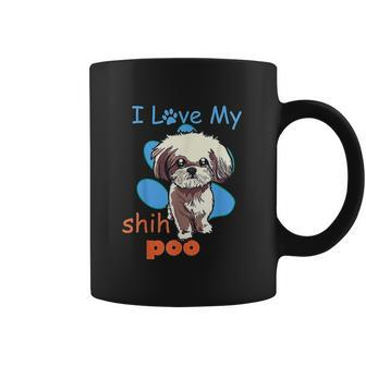 I Love My Shih Poo Best Dog Lover Paw Print Coffee Mug - Thegiftio UK