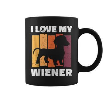 I Love My Wiener Dog Funny Dachshund Dad Dog Lover Pun Coffee Mug - Seseable