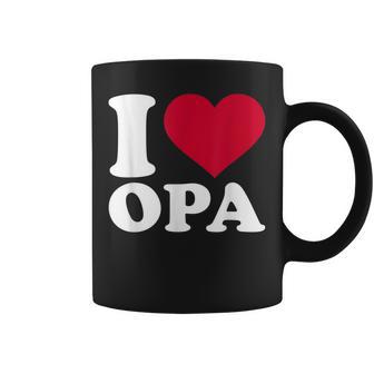 I Love Opa Herz-Motiv Tassen in Schwarz, Geschenkidee für Großväter - Seseable