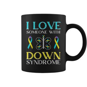 I Love Someone With Down Syndrome Butterfly Dad Mom Gift Coffee Mug - Seseable