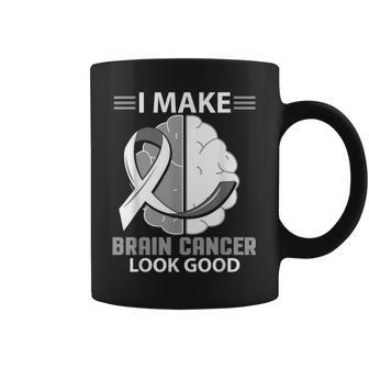 I Make Brain Cancer Look Good Gray Ribbon Brain Cancer Coffee Mug - Thegiftio UK