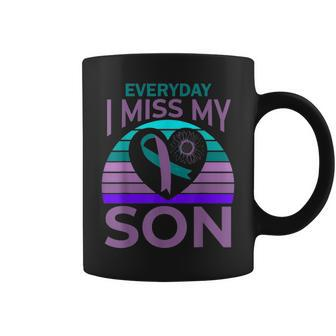 I Miss My Son Heart Sunflower Suicide Awareness Mom Gift Coffee Mug - Seseable