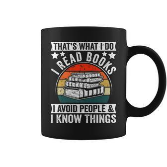 I Read Books Avoid People & I Know Things Book Lover Coffee Mug - Seseable