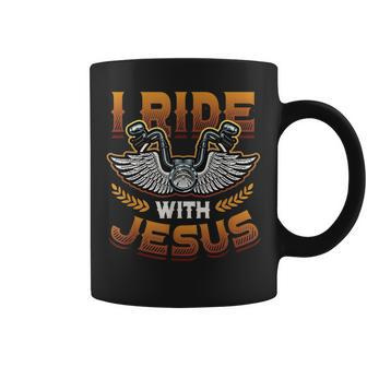 I Ride With Jesus Motorcycle Biker Christian Coffee Mug | Mazezy